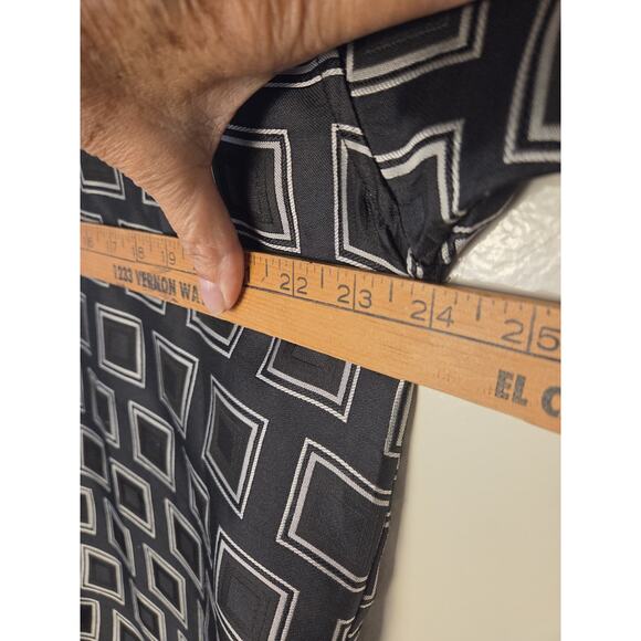 JEAN PAUL EXCLUSIVE Mens M Shirt Taffeta Button-Up Black Gray Geometric Italy - Picture 8 of 9